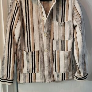 Zara Striped Cardigan - Black, White, Tan